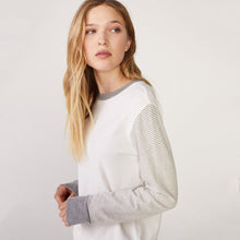 Load image into Gallery viewer, MONROW Stripe Mix Crew Sweatshirt