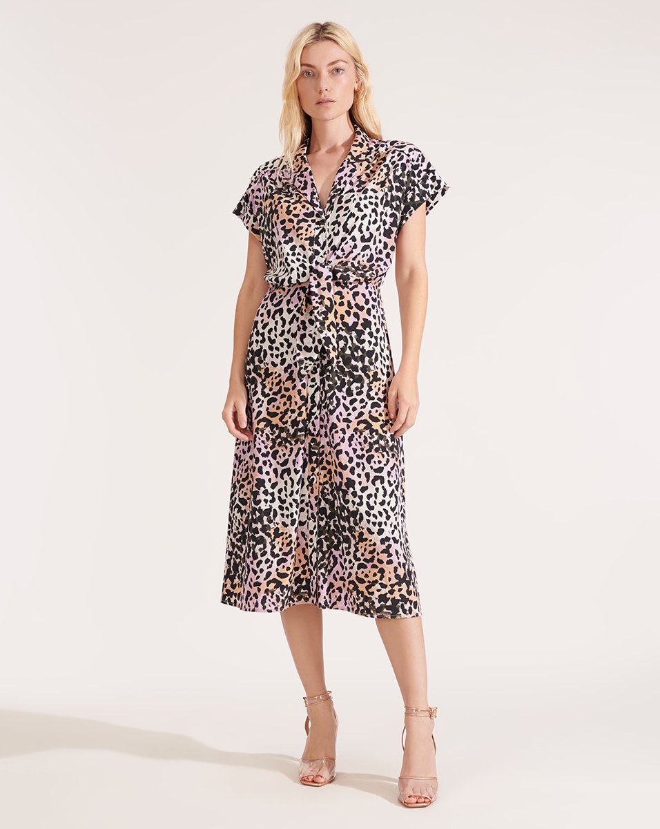 VERONICA BEARD Amani Watercolor Leopard Dress