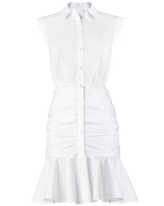 VERONICA BEARD Bell Button Down Ruched Shirtdress